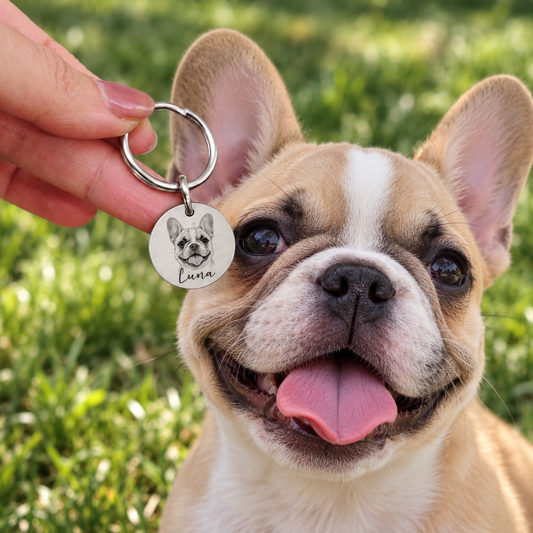 Custom Round Pet Portrait ID Tag