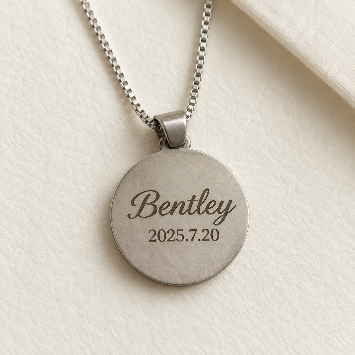 Engraved Round Portrait Necklace