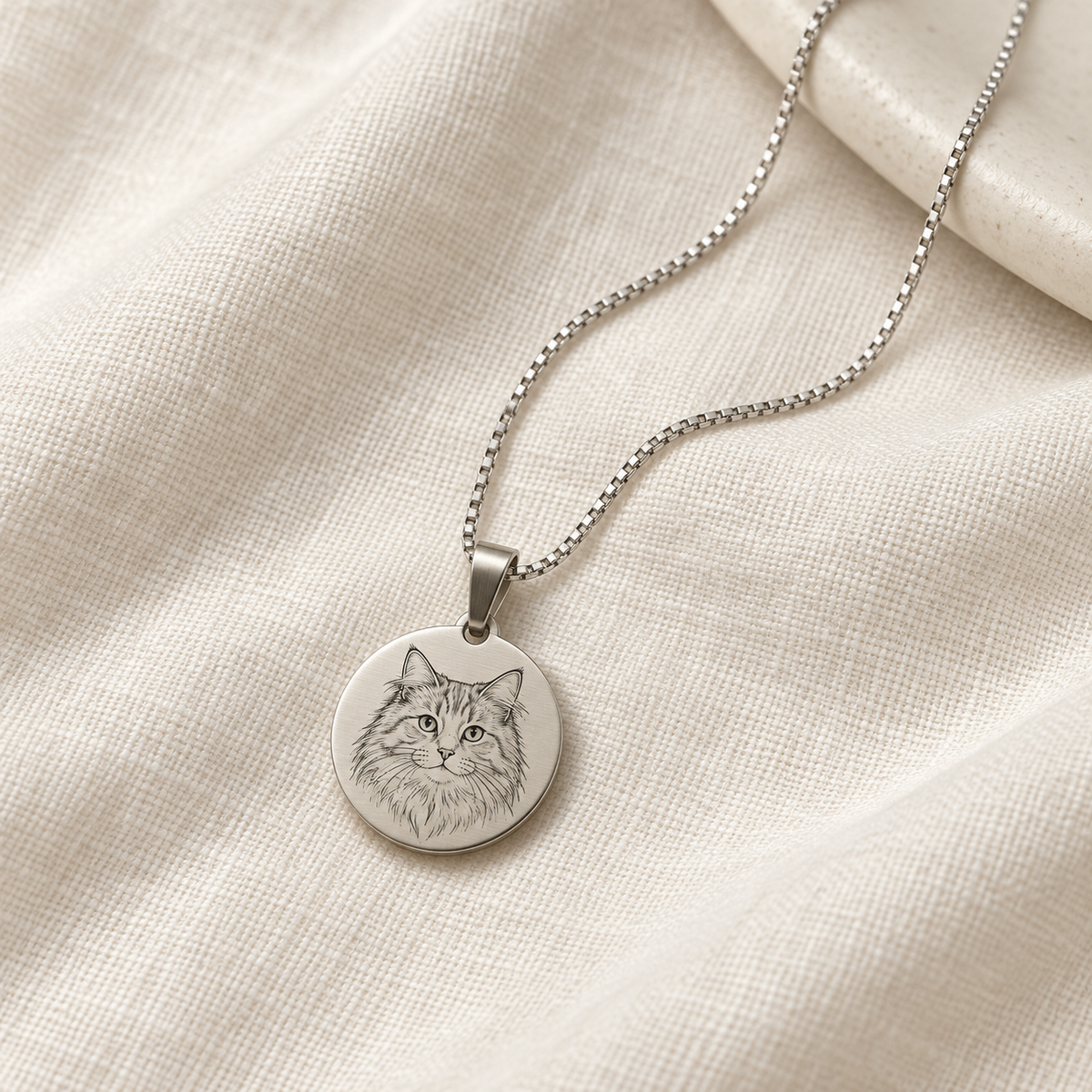 Engraved Round Portrait Necklace