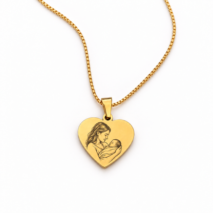 Engraved Heart Portrait Necklace