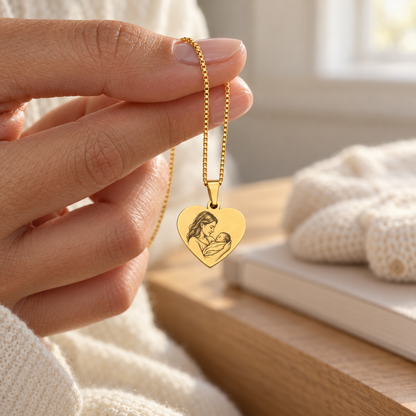 Engraved Heart Portrait Necklace