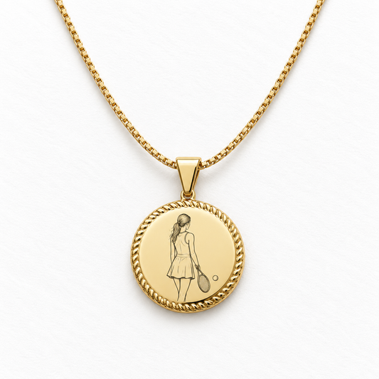 Beaded Round Portrait Necklace