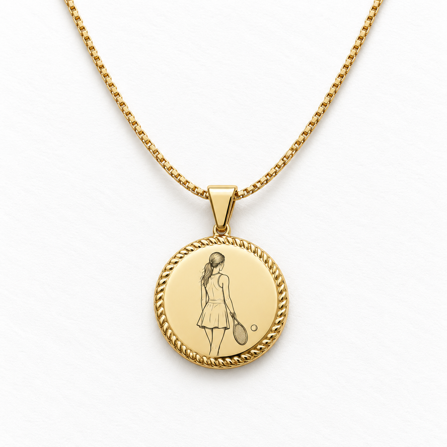 Beaded Round Portrait Necklace