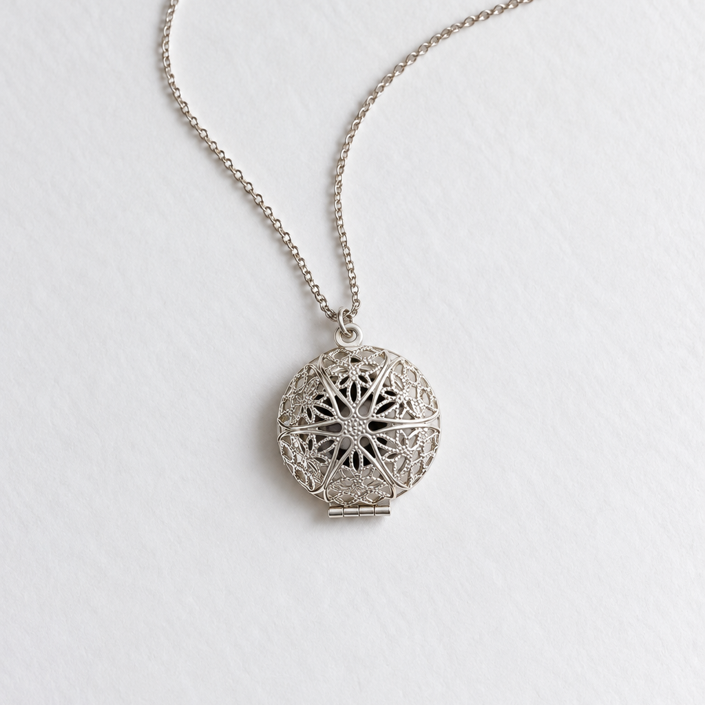 Classic Round Photo Locket Necklace
