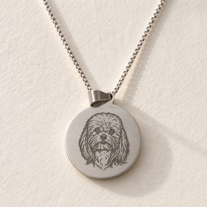 Engraved Round Portrait Necklace