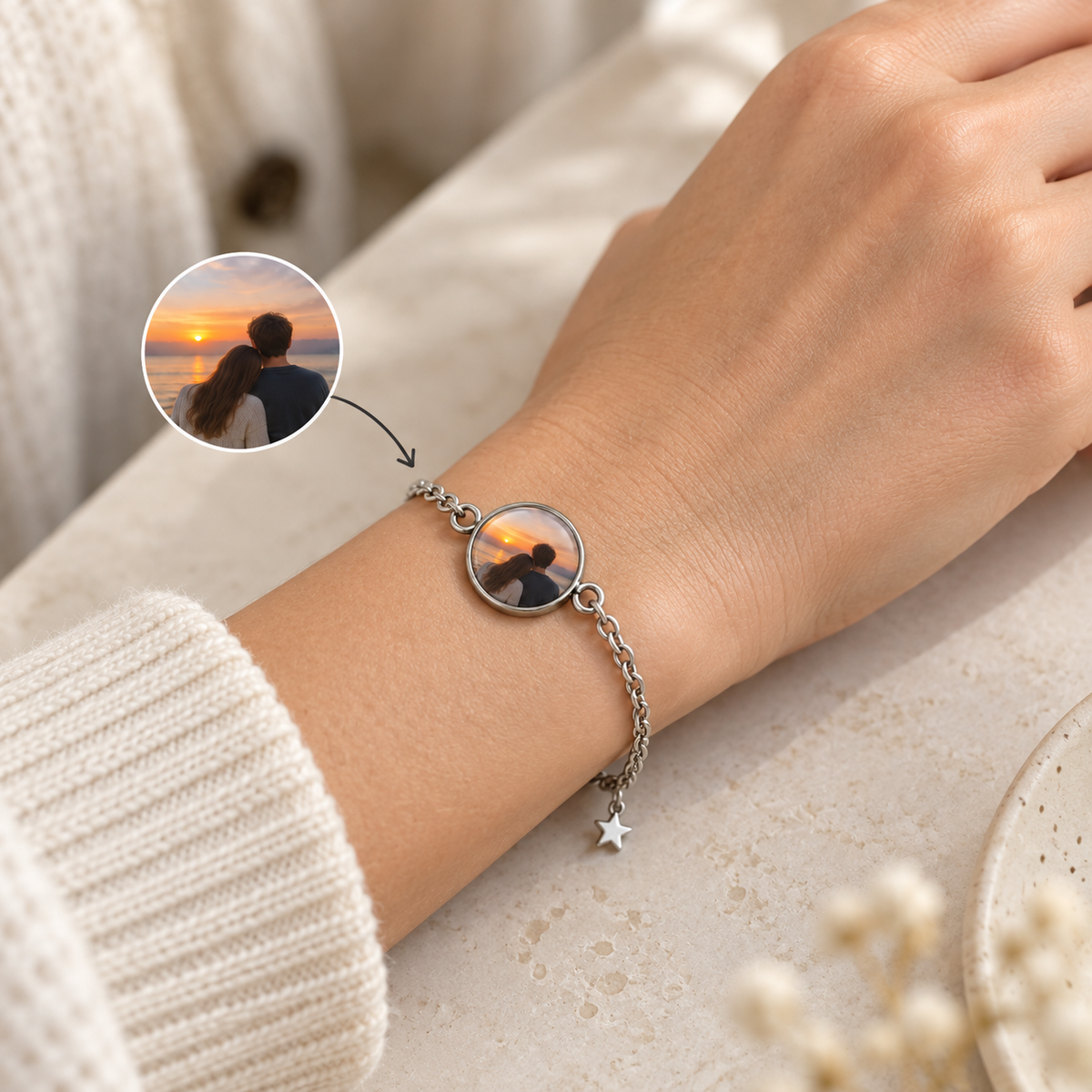 Custom Photo Time Gem Bracelet