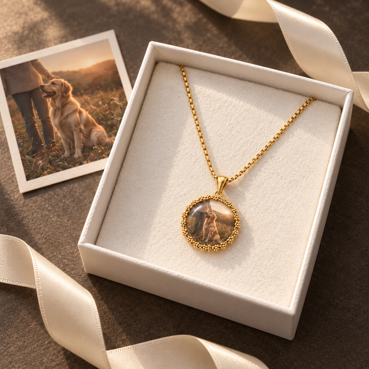 Daisy Photo Time Gem Necklace