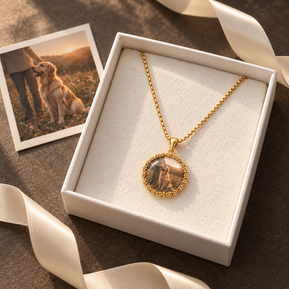 Daisy Photo Time Gem Necklace