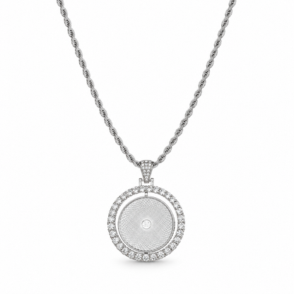 Sparkling Round Photo Time Gem Necklace