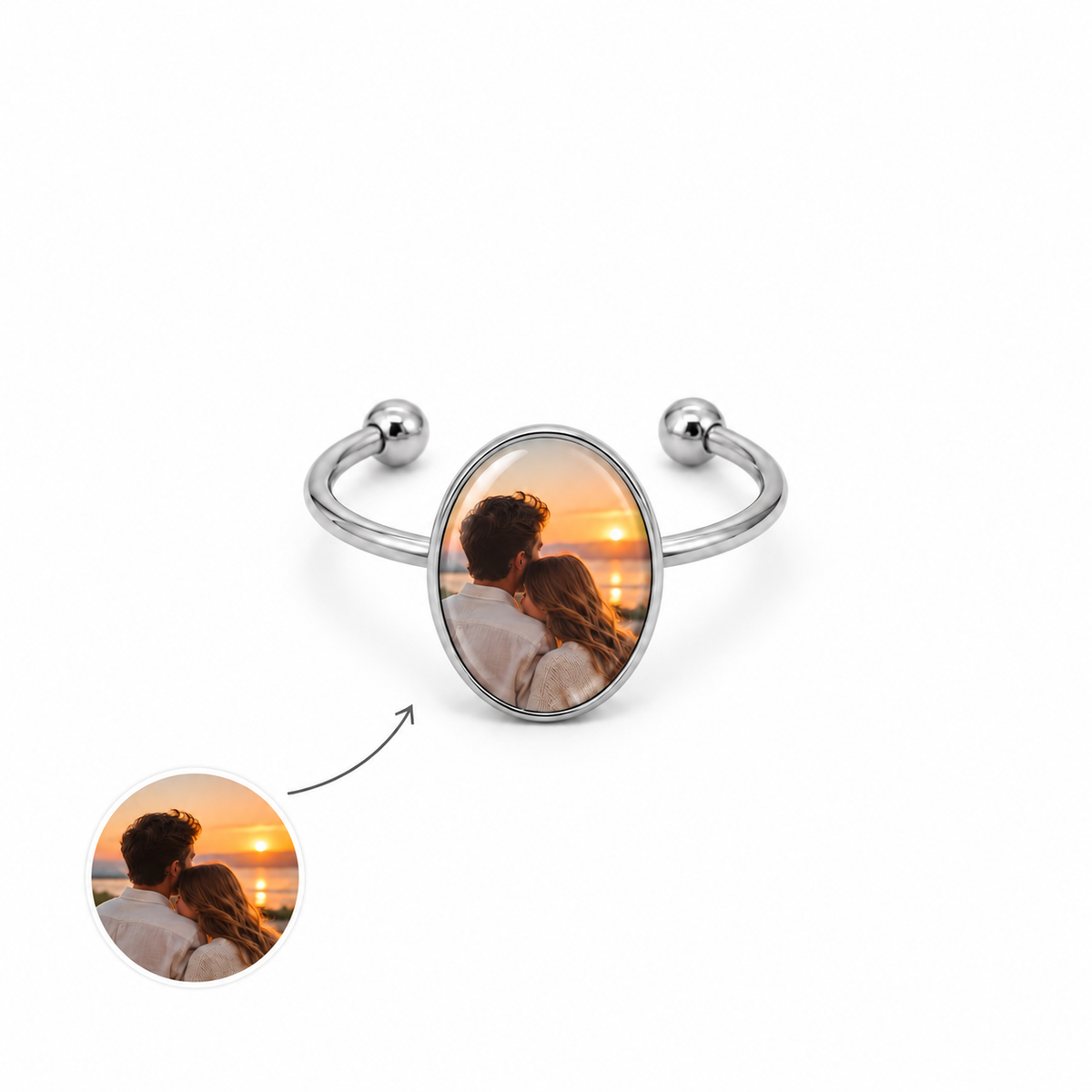 Personalized Oval Photo Ring
