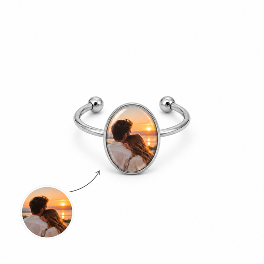 Personalized Oval Photo Ring
