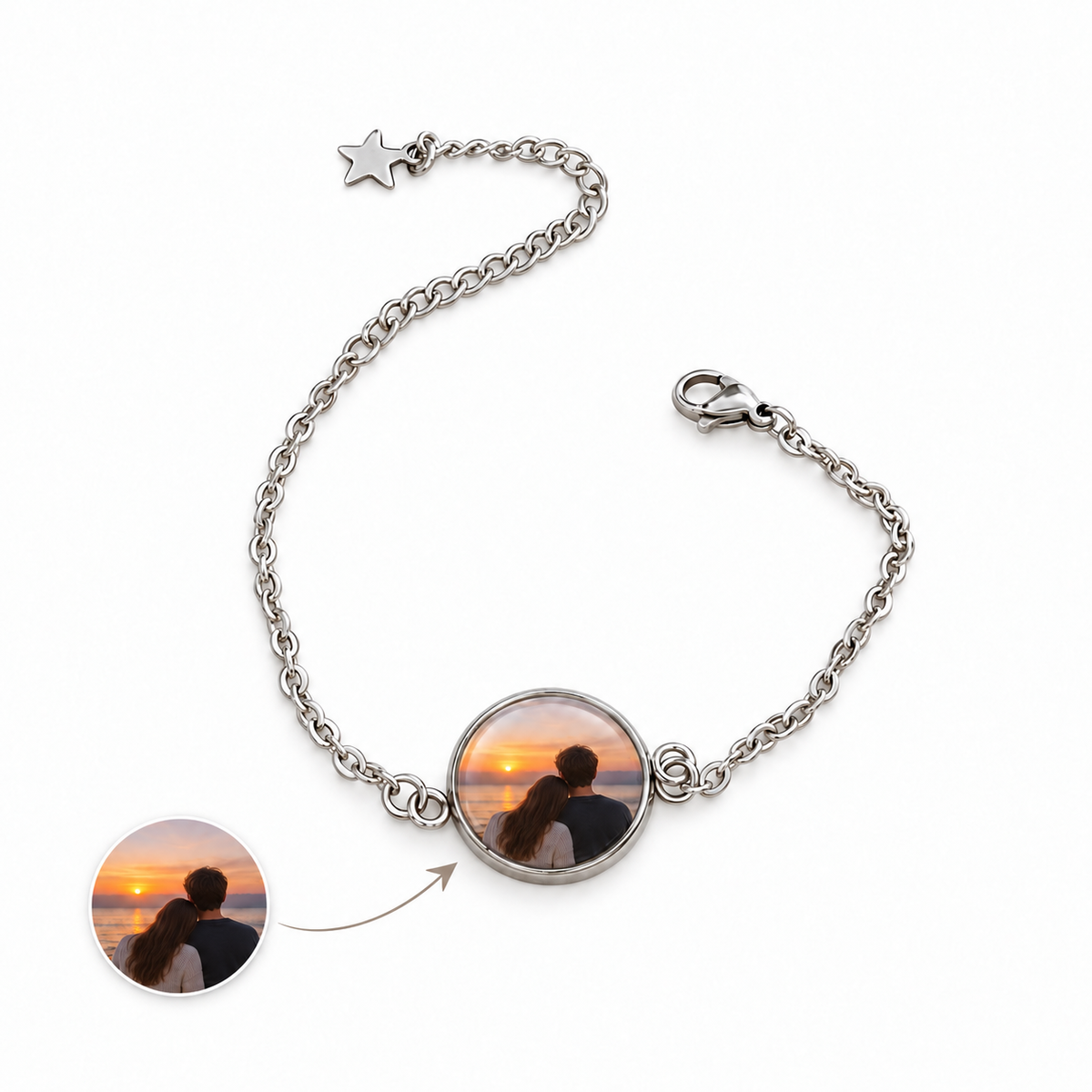 Custom Photo Time Gem Bracelet