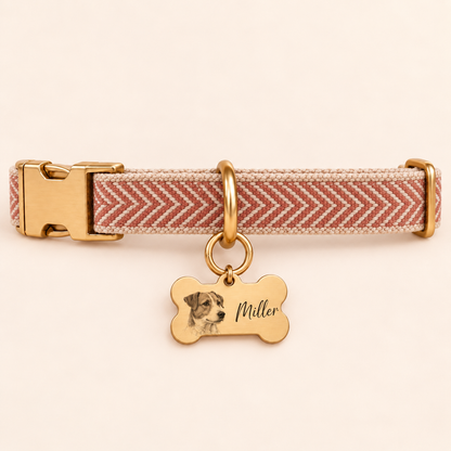 Custom Bone-Shaped Dog Portrait ID Tag