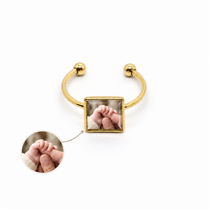 Personalized Square Photo Ring