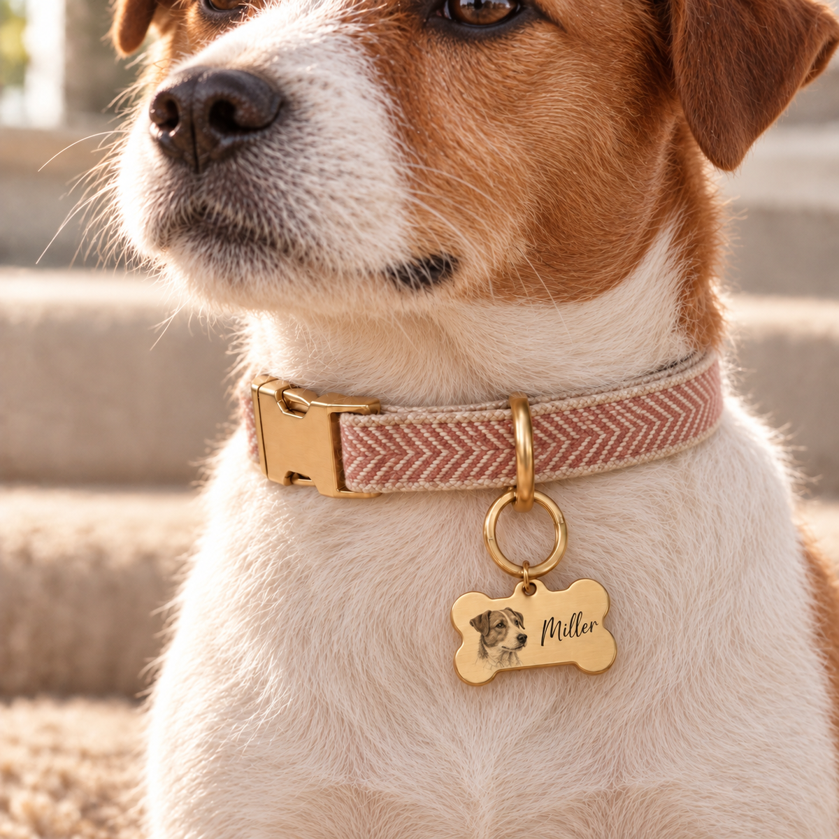 Custom Bone-Shaped Dog Portrait ID Tag
