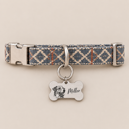 Custom Bone-Shaped Dog Portrait ID Tag