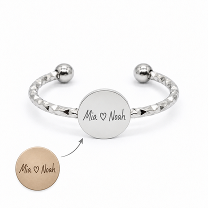Personalized Initial Circle Cuff Ring