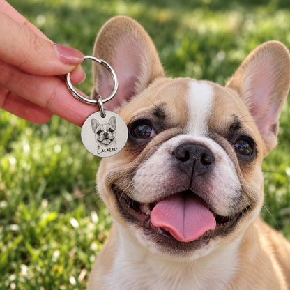 Custom Round Pet Portrait ID Tag